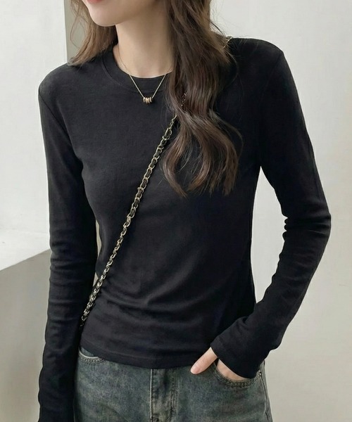 cammie(キャミー)の「シンプルタイトトップス(Tシャツ/カットソー・レディース・ブラック/オフホワイト/グレー・M/L)」の2枚目の写真