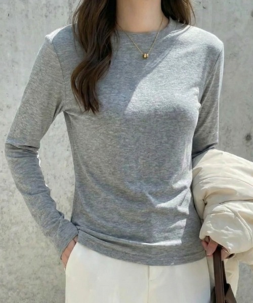 cammie(キャミー)の「シンプルタイトトップス(Tシャツ/カットソー・レディース・ブラック/オフホワイト/グレー・M/L)」の13枚目の写真