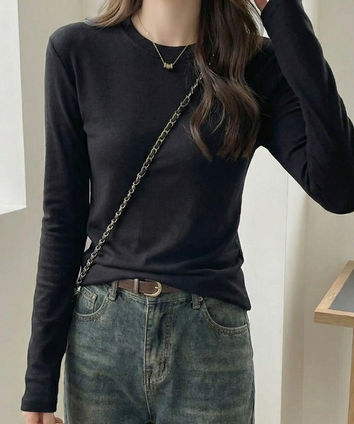 cammie(キャミー)の「シンプルタイトトップス(Tシャツ/カットソー・レディース・ブラック/オフホワイト/グレー・M/L)」の11枚目の写真