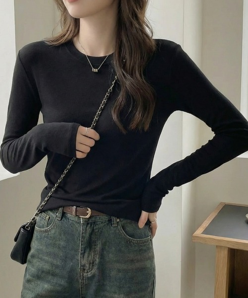cammie(キャミー)の「シンプルタイトトップス(Tシャツ/カットソー・レディース・ブラック/オフホワイト/グレー・M/L)」の10枚目の写真
