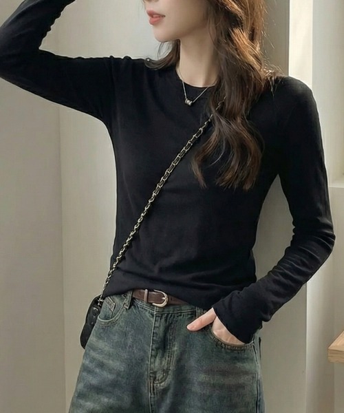 cammie(キャミー)の「シンプルタイトトップス(Tシャツ/カットソー・レディース・ブラック/オフホワイト/グレー・M/L)」の12枚目の写真