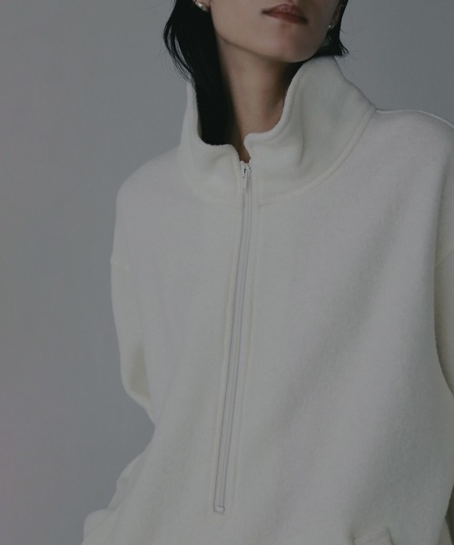 MANOF(マノフ)の「BOUCLE HALF ZIP TOPS(スウェット・レディース・アイボリー/チャコールグレー・S/M)」の18枚目の写真