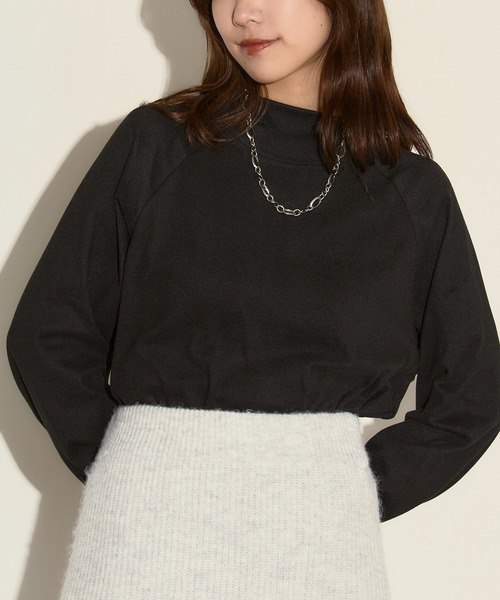 H.TOKYO(エイチトウキョウ)の「ラグランスリーブ モックネック カットソー(Tシャツ/カットソー・レディース・ブラック/ホワイト・MEDIUM/LARGE/X-LARGE)」の1枚目の写真