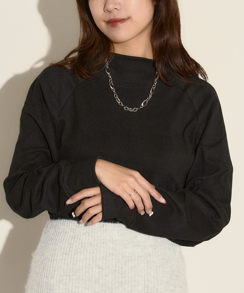H.TOKYO(エイチトウキョウ)の「ラグランスリーブ モックネック カットソー(Tシャツ/カットソー・レディース・ブラック/ホワイト・MEDIUM/LARGE/X-LARGE)」の4枚目の写真