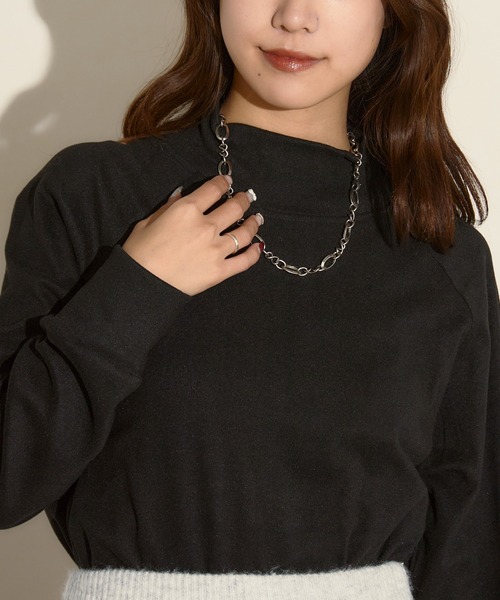 H.TOKYO(エイチトウキョウ)の「ラグランスリーブ モックネック カットソー(Tシャツ/カットソー・レディース・ブラック/ホワイト・MEDIUM/LARGE/X-LARGE)」の7枚目の写真