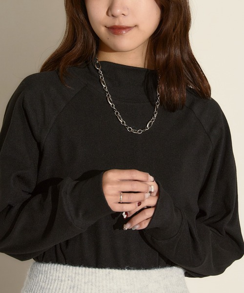 H.TOKYO(エイチトウキョウ)の「ラグランスリーブ モックネック カットソー(Tシャツ/カットソー・レディース・ブラック/ホワイト・MEDIUM/LARGE/X-LARGE)」の8枚目の写真