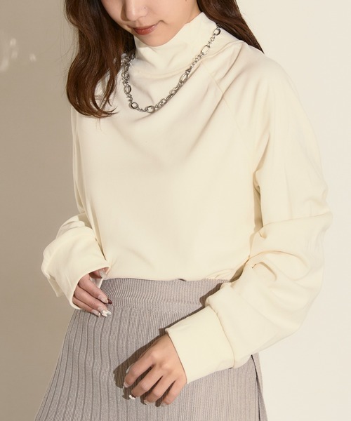 H.TOKYO(エイチトウキョウ)の「ラグランスリーブ モックネック カットソー(Tシャツ/カットソー・レディース・ブラック/ホワイト・MEDIUM/LARGE/X-LARGE)」の14枚目の写真