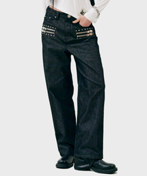 P13.00 Zip stud point pants _ Black