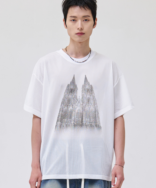 AKECII(アケシ)の「ホーリーメッシュジャージショートスリーブ-ホワイト(Tシャツ/カットソー・メンズ・その他・MEDIUM/LARGE)」の1枚目の写真