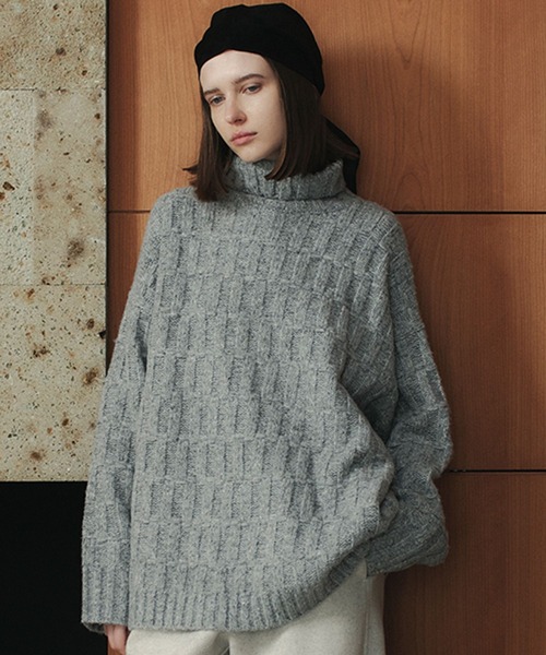 セール】《ウタオ》チェックケーブルニット（ニット/セーター