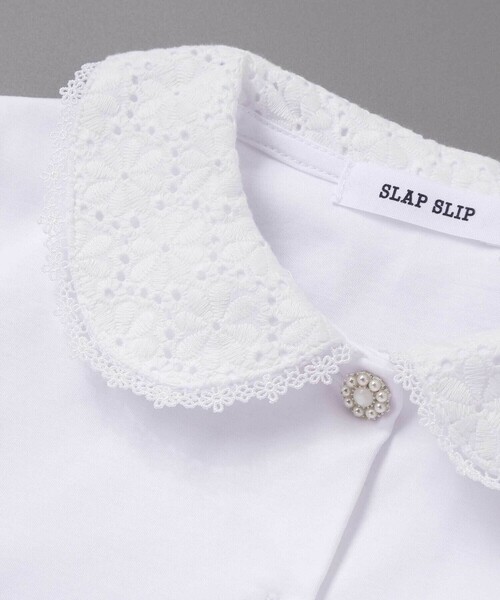 SLAP SLIP（スラップスリップ）の「レース襟キラキラお花ボタンキャンディスリーブブラウス(110~130cm)（シャツ/ブラウス・キッズ・ホワイト・110cm/120cm/130cm）」の7枚目の写真