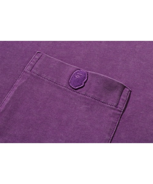 A BATHING APE（アベイシングエイプ）の「GARMENT DYE ONE POINT RELAXED FIT POCKET LS TEE（Tシャツ/カットソー・メンズ・パープル/ブラック・X-LARGE/LARGE/MEDIUM/SMALL/XX-LARGE）」の6枚目の写真