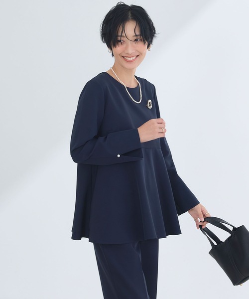 CROSS FUNCTION（クロスファンクション）の「《洗える・シワになりにくい》正解ペプラムブラウス　5サイズ展開【CROSS FUNCTION/クロスファンクション】（シャツ/ブラウス・レディース・ネイビー/ブラック/ライトベージュ・7号/9号/11号/13号/15号）」の15枚目の写真