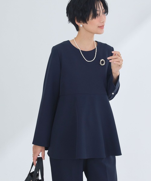 CROSS FUNCTION（クロスファンクション）の「《洗える・シワになりにくい》正解ペプラムブラウス　5サイズ展開【CROSS FUNCTION/クロスファンクション】（シャツ/ブラウス・レディース・ネイビー/ブラック/ライトベージュ・7号/9号/11号/13号/15号）」の13枚目の写真