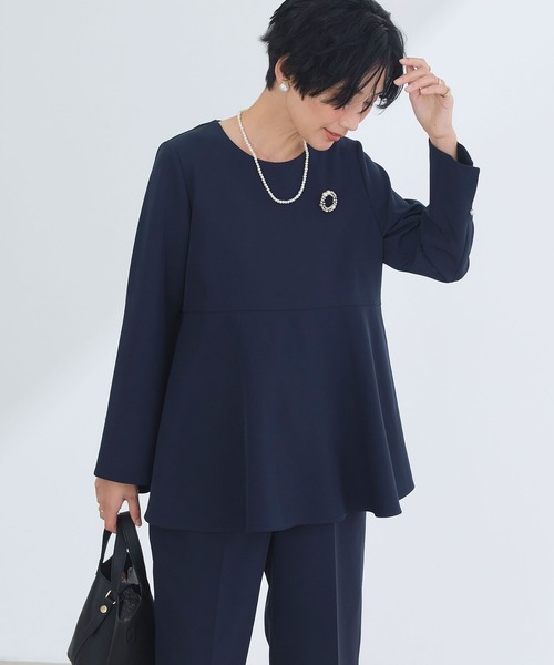 CROSS FUNCTION（クロスファンクション）の「《洗える・シワになりにくい》正解ペプラムブラウス　5サイズ展開【CROSS FUNCTION/クロスファンクション】（シャツ/ブラウス・レディース・ネイビー/ブラック/ライトベージュ・7号/9号/11号/13号/15号）」の14枚目の写真