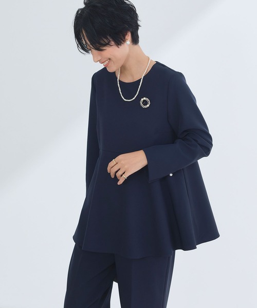 CROSS FUNCTION（クロスファンクション）の「《洗える・シワになりにくい》正解ペプラムブラウス　5サイズ展開【CROSS FUNCTION/クロスファンクション】（シャツ/ブラウス・レディース・ネイビー/ブラック/ライトベージュ・7号/9号/11号/13号/15号）」の18枚目の写真