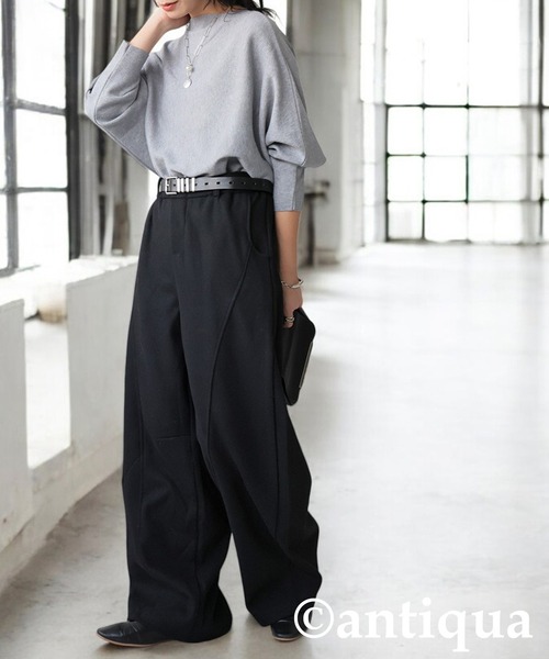 antiqua(アンティカ)の「起毛 ワイドパンツ(その他パンツ・レディース・ダークグレー/ブラック・ONESIZE)」の9枚目の写真
