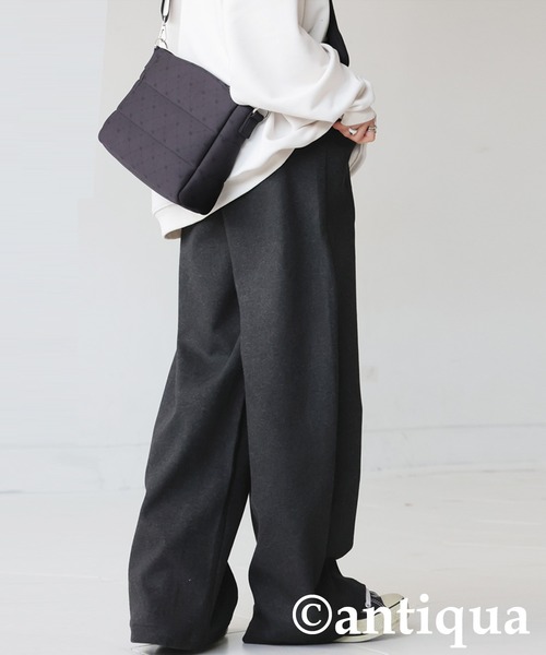 antiqua(アンティカ)の「起毛 ワイドパンツ(その他パンツ・レディース・ダークグレー/ブラック・ONESIZE)」の11枚目の写真