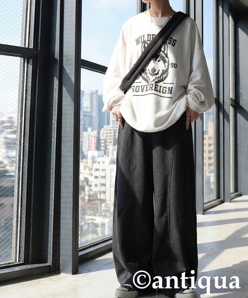 antiqua(アンティカ)の「起毛 ワイドパンツ(その他パンツ・レディース・ダークグレー/ブラック・ONESIZE)」の13枚目の写真