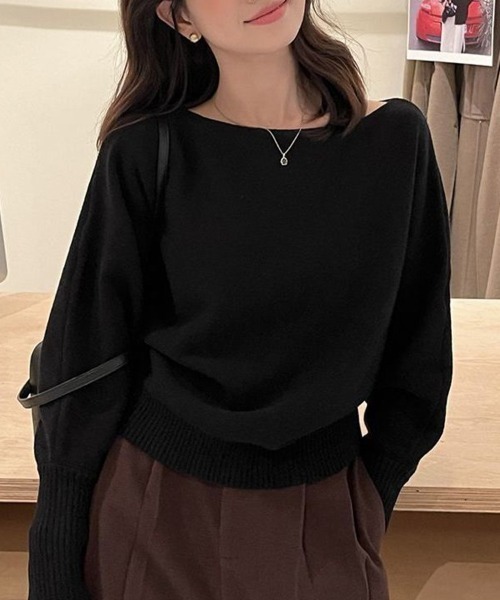 Flugge(フラッジー)の「オフショルダーニット(ニット/セーター・レディース・ブラック/ブラウン・MEDIUM/LARGE)」の1枚目の写真