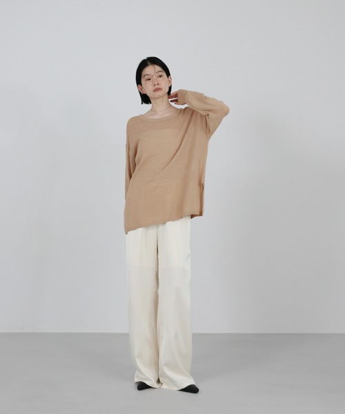 select MOCA（セレクトモカ）の「リネンブレンドシアールーズニット（ニット/セーター・レディース・ベージュ/ライトグレー/ブラウン/グレイッシュベージュ/ブラック・FREE）」の6枚目の写真