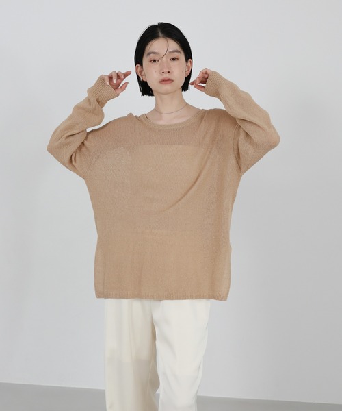 select MOCA（セレクトモカ）の「リネンブレンドシアールーズニット（ニット/セーター・レディース・ベージュ/ライトグレー/ブラウン/グレイッシュベージュ/ブラック・FREE）」の14枚目の写真