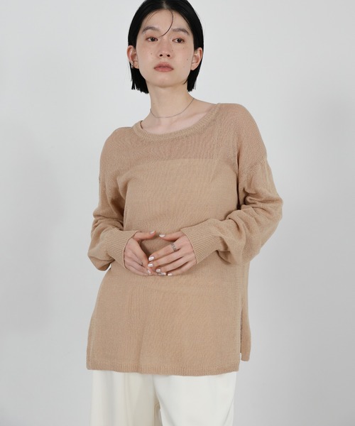 select MOCA（セレクトモカ）の「リネンブレンドシアールーズニット（ニット/セーター・レディース・ベージュ/ライトグレー/ブラウン/グレイッシュベージュ/ブラック・FREE）」の15枚目の写真