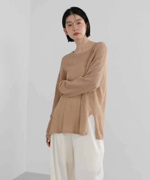 select MOCA（セレクトモカ）の「リネンブレンドシアールーズニット（ニット/セーター・レディース・ベージュ/ライトグレー/ブラウン/グレイッシュベージュ/ブラック・FREE）」の11枚目の写真