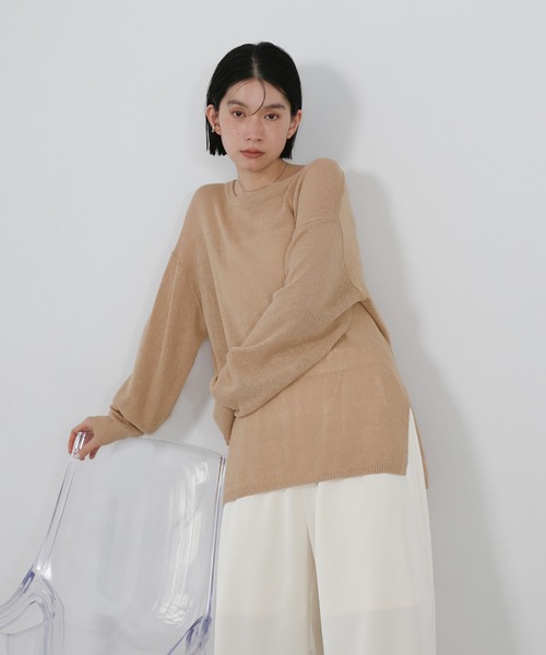 select MOCA（セレクトモカ）の「リネンブレンドシアールーズニット（ニット/セーター・レディース・ベージュ/ライトグレー/ブラウン/グレイッシュベージュ/ブラック・FREE）」の17枚目の写真