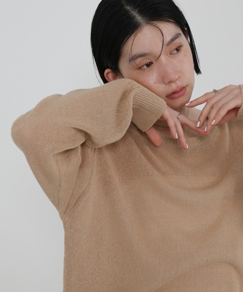 select MOCA（セレクトモカ）の「リネンブレンドシアールーズニット（ニット/セーター・レディース・ベージュ/ライトグレー/ブラウン/グレイッシュベージュ/ブラック・FREE）」の12枚目の写真
