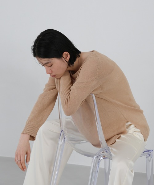 select MOCA（セレクトモカ）の「リネンブレンドシアールーズニット（ニット/セーター・レディース・ベージュ/ライトグレー/ブラウン/グレイッシュベージュ/ブラック・FREE）」の19枚目の写真