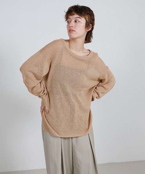 select MOCA（セレクトモカ）の「リネンブレンドシアールーズニット（ニット/セーター・レディース・ベージュ/ライトグレー/ブラウン/グレイッシュベージュ/ブラック・FREE）」の22枚目の写真