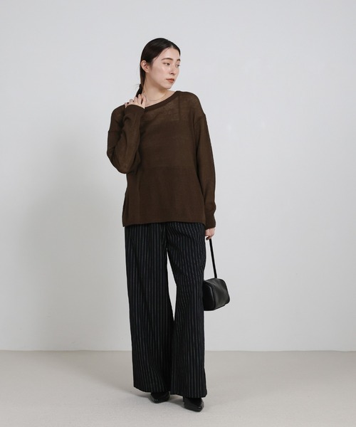 select MOCA（セレクトモカ）の「リネンブレンドシアールーズニット（ニット/セーター・レディース・ベージュ/ライトグレー/ブラウン/グレイッシュベージュ/ブラック・FREE）」の8枚目の写真