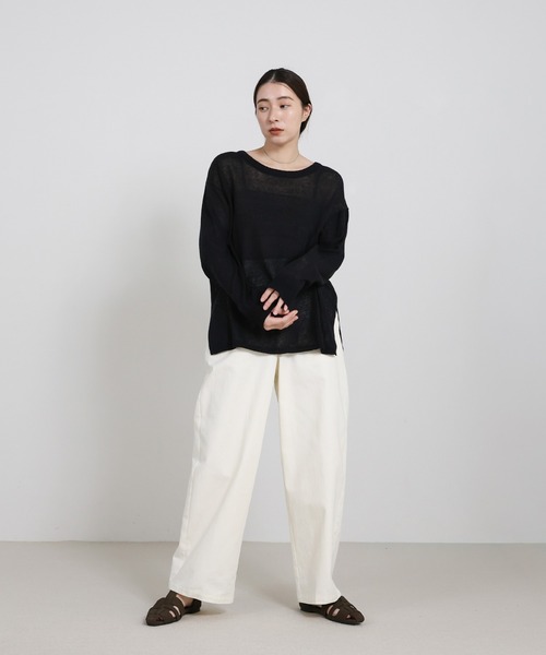 select MOCA（セレクトモカ）の「リネンブレンドシアールーズニット（ニット/セーター・レディース・ベージュ/ライトグレー/ブラウン/グレイッシュベージュ/ブラック・FREE）」の10枚目の写真