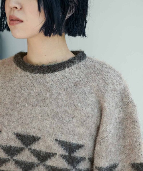 THREE FIFTY STANDARD(スリーフィフティースタンダード)の「THREE FIFTY STANDARD ふんわりジャカードニットセーター〈ブラウンベージュ〉(ニット/セーター・レディース・ブラウン系その他・L/M)」の12枚目の写真