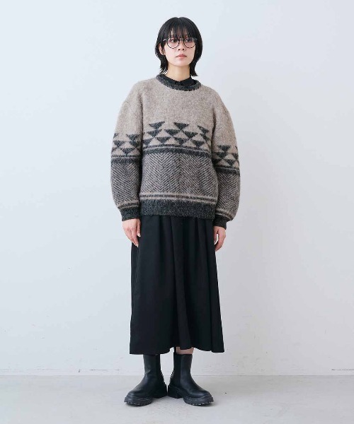 THREE FIFTY STANDARD(スリーフィフティースタンダード)の「THREE FIFTY STANDARD ふんわりジャカードニットセーター〈ブラウンベージュ〉(ニット/セーター・レディース・ブラウン系その他・L/M)」の5枚目の写真