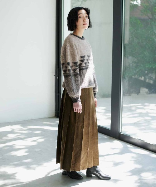 THREE FIFTY STANDARD(スリーフィフティースタンダード)の「THREE FIFTY STANDARD ふんわりジャカードニットセーター〈ブラウンベージュ〉(ニット/セーター・レディース・ブラウン系その他・L/M)」の4枚目の写真
