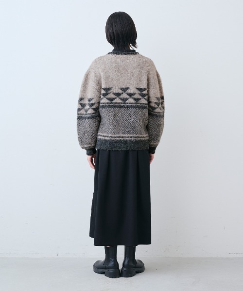 THREE FIFTY STANDARD(スリーフィフティースタンダード)の「THREE FIFTY STANDARD ふんわりジャカードニットセーター〈ブラウンベージュ〉(ニット/セーター・レディース・ブラウン系その他・L/M)」の8枚目の写真