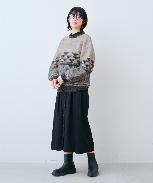 THREE FIFTY STANDARD(スリーフィフティースタンダード)の「THREE FIFTY STANDARD ふんわりジャカードニットセーター〈ブラウンベージュ〉(ニット/セーター・レディース・ブラウン系その他・L/M)」の6枚目の写真