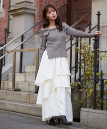 わかこ　　新品同様　ベージュ フリル付き ロングセットアップ フリルセーラーカラーワンピース(BEIGE) | すべての商品 | UN MINOU