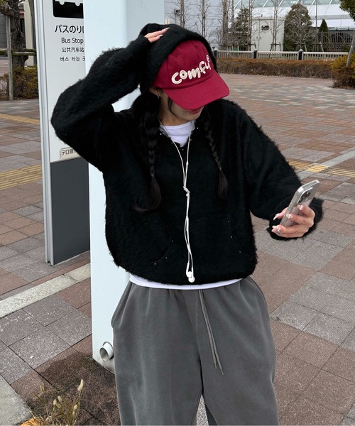 sedacle（セダクル）の「スタッズシャギーニットパーカー（ニット/セーター・メンズ・ブラック/ブラウン/グレー・MEDIUM/LARGE/SMALL）」の4枚目の写真