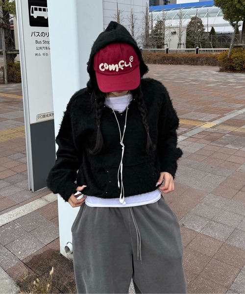 sedacle（セダクル）の「スタッズシャギーニットパーカー（ニット/セーター・メンズ・ブラック/ブラウン/グレー・MEDIUM/LARGE/SMALL）」の5枚目の写真