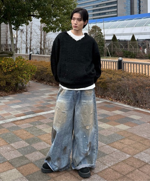 sedacle（セダクル）の「スタッズシャギーニットパーカー（ニット/セーター・メンズ・ブラック/ブラウン/グレー・MEDIUM/LARGE/SMALL）」の22枚目の写真