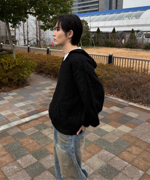 sedacle（セダクル）の「スタッズシャギーニットパーカー（ニット/セーター・メンズ・ブラック/ブラウン/グレー・MEDIUM/LARGE/SMALL）」の18枚目の写真