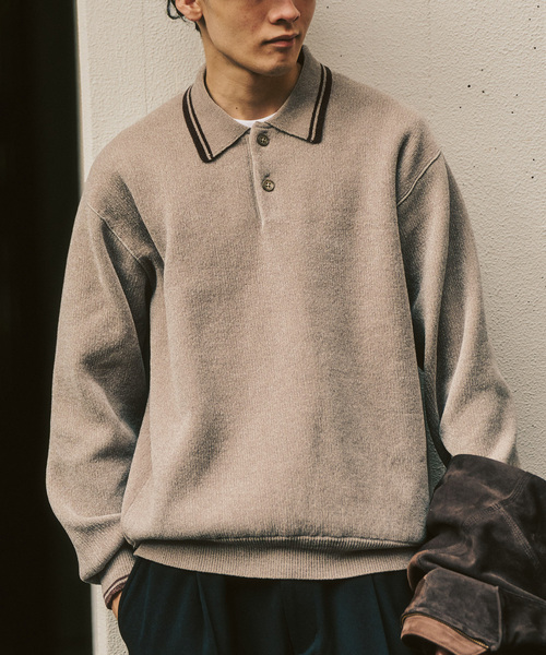 417 EDIFICE（フォーワンセブンエディフィス）の「モールニットポロシャツ（ポロシャツ・メンズ・ベージュ/イエロー/ブラック系その他/ブルー系その他・LARGE/MEDIUM）」の2枚目の写真