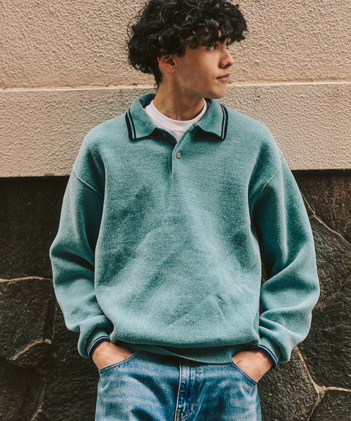 417 EDIFICE（フォーワンセブンエディフィス）の「モールニットポロシャツ（ポロシャツ・メンズ・ベージュ/イエロー/ブラック系その他/ブルー系その他・LARGE/MEDIUM）」の19枚目の写真