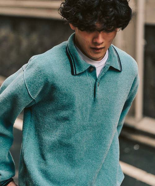 417 EDIFICE（フォーワンセブンエディフィス）の「モールニットポロシャツ（ポロシャツ・メンズ・ベージュ/イエロー/ブラック系その他/ブルー系その他・LARGE/MEDIUM）」の18枚目の写真