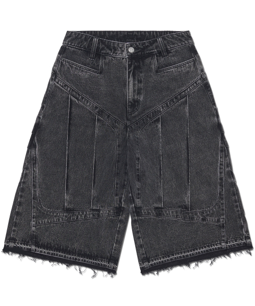 NOMANUAL(NOMANUAL)の「SHIELD DENIM BERMUDA PANTS - WASHED BLACK(その他パンツ・レディース・その他・SMALL/LARGE/MEDIUM)」の1枚目の写真