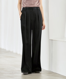 Noble | 《新色》ルナサテンナローフレアタックパンツ(スラックス)