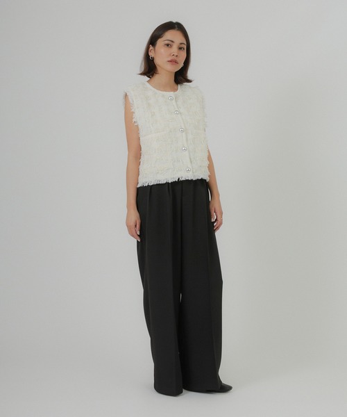 Floran（フローラン）の「ツイードベスト（ベスト・レディース・アイボリー/ブラック・FREE）」の4枚目の写真